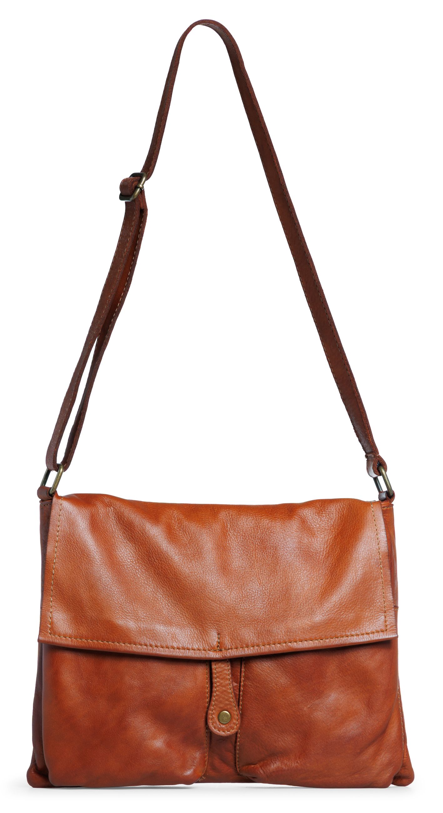 Caspar Klassische Vintage Messenger Bag Leder Umhängetasche Cross Body Echtleder Handtasche - SIGNATURE LINE - Modell No.819 - Made in Italy