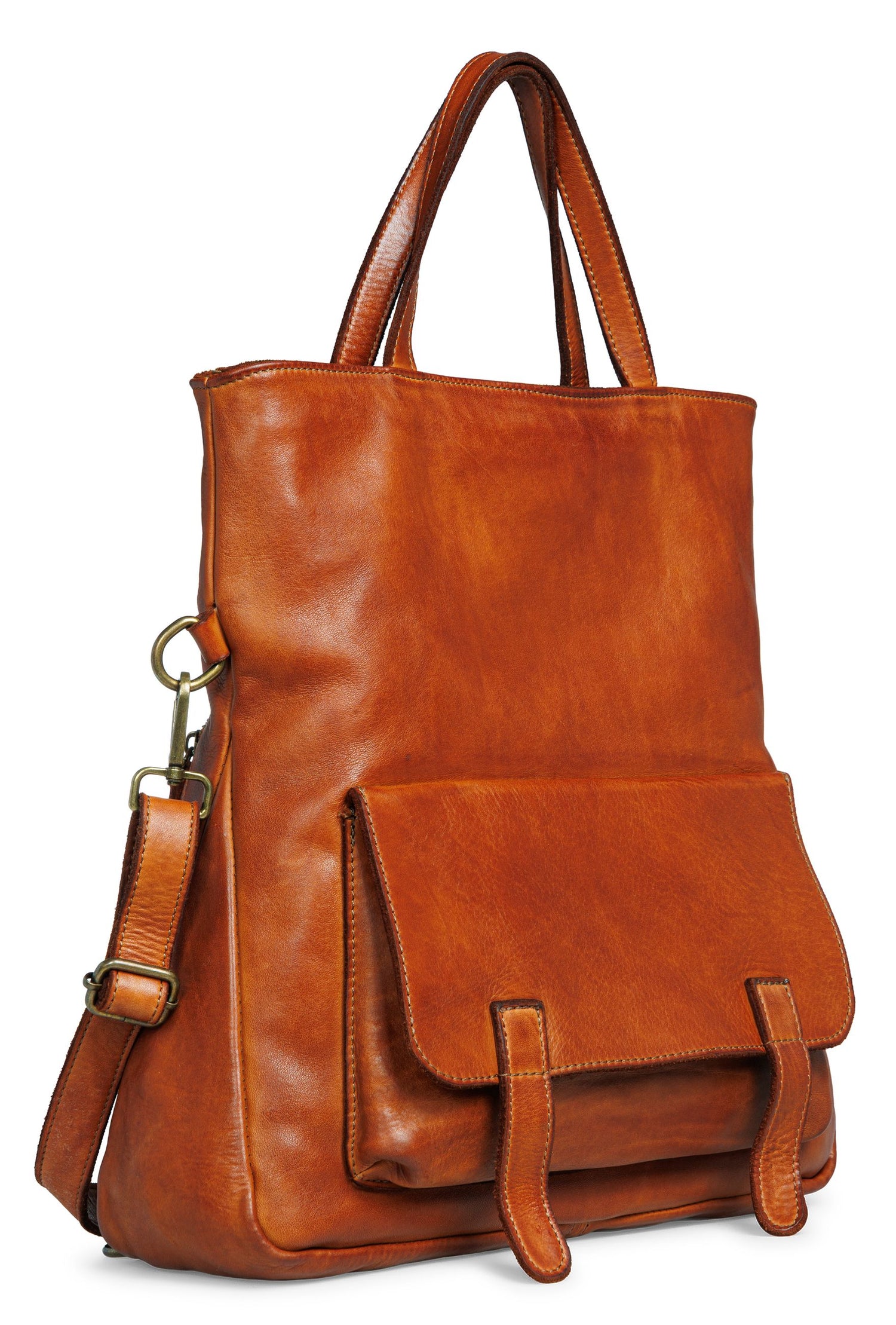 Caspar Vintage City Rucksack Damen Tasche aus samtweichem gewaschenem Leder 2in1 Lederrucksack Schultertasche - SIGNATURE LINE - Modell No.820 - Made in Italy