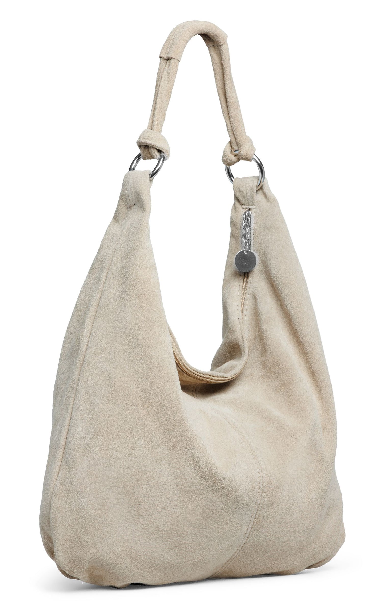 Caspar Samtig weiche Veloursleder Hobo Bag Damen Schultertasche lässig elegante Shopper Tasche in 2 Größen - PREMIUM LINE - Modell No.841 - Made in Italy