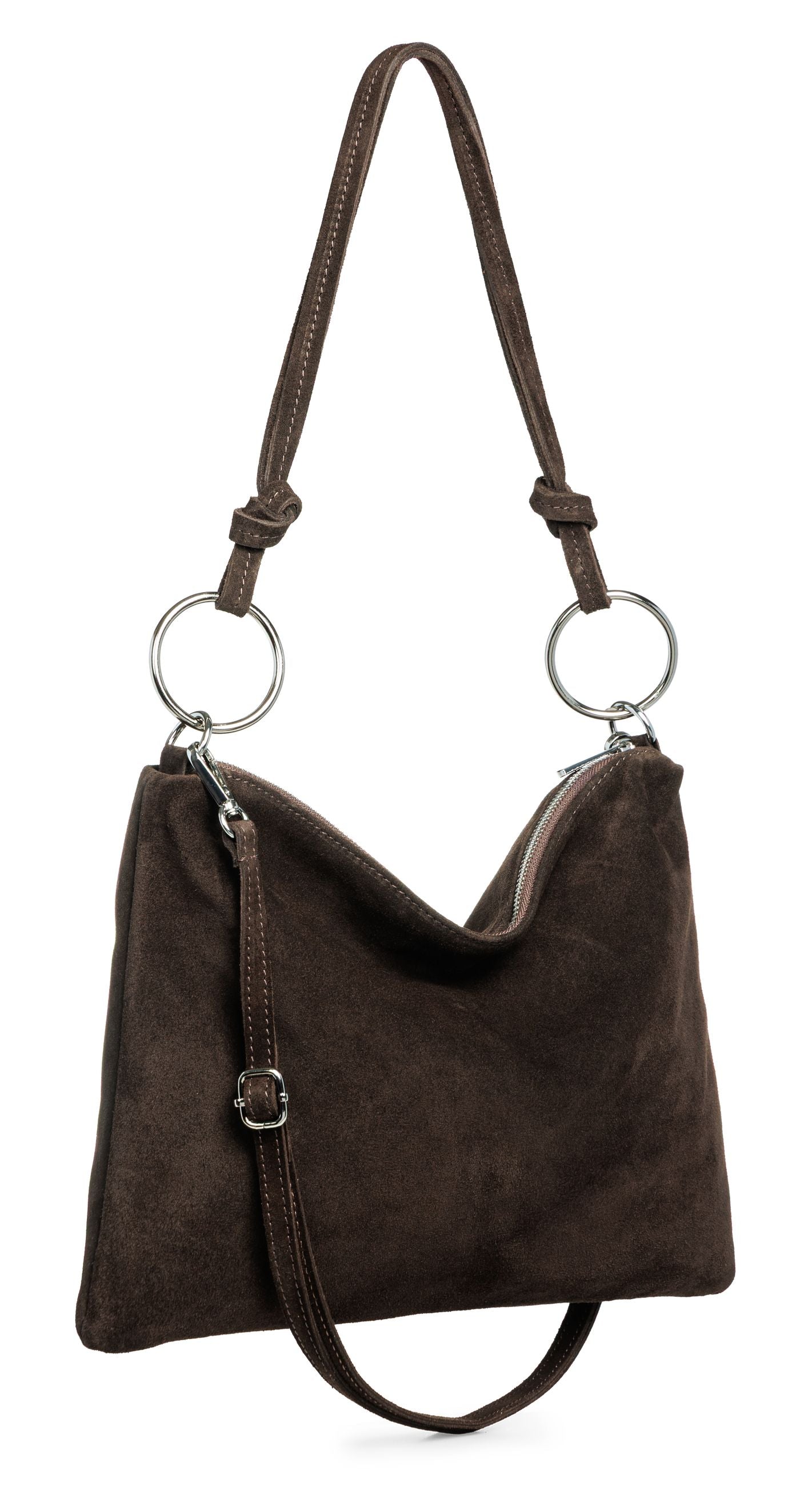 Caspar Samtweiche Wildleder Umhängetasche Damen Leder Schultertasche Modern Vintage Stil Handtasche - PREMIUM LINE - Modell No.858 - Made in Italy